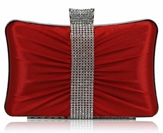 LSE0048 - Gorgeous Red Crystal Strip Clutch Evening Bag