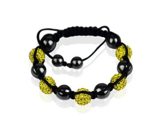 LSB009-Yellow Shamballa Bracelet Crystal-Disco Ball Friendship Bead