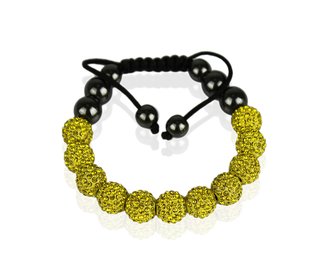 LSB0013-Yellow Shamballa Bracelet Crystal-Disco Ball Friendship Bead