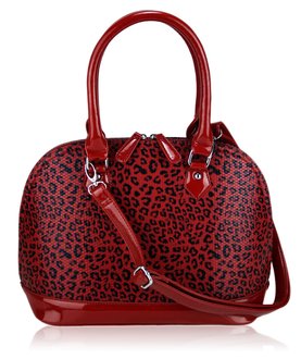 LS6008 - Red Animal Print Tote Fashion Grab Handbag