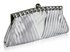 LSE00127 - Silver Ruched Satin Clutch With Crystal Decoration