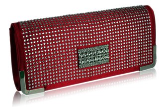 LSE00130 - Red Evening Clutch With Crystal Decoration
