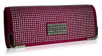 LSE00130 - Pink Evening Clutch With Crystal Decoration