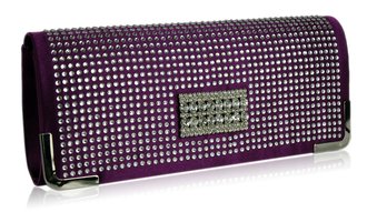 LSE00130 - Purple Evening Clutch With Crystal Decoration