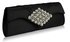 LSE00133- Black Sparkly Crystal Satin Clutch purse