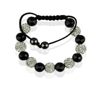 LSB0010-White Shamballa Bracelet Crystal-Disco Ball Friendship Bead