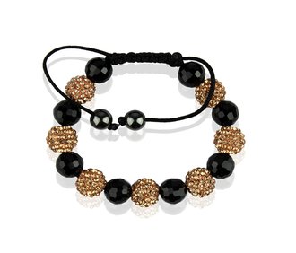 LSB0010-Champagne Shamballa Bracelet Crystal-Disco Ball Friendship Bead