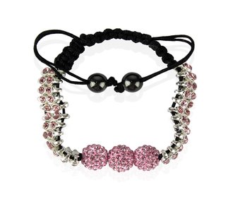 LSB0015-Pink Shamballa Bracelet Crystal-Disco Ball Friendship Bead