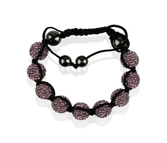 LSB0017-Purple Shamballa Bracelet Crystal-Disco Ball Friendship Bead
