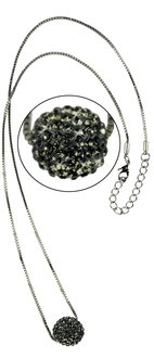 LSN005-Grey Sparkling Disco Ball Necklace