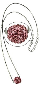 LSN005-Pink Sparkling Disco Ball Necklace