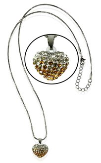 LSN006- Sparkling Yellow Heart Crystal Necklace