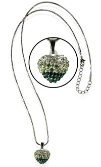 LSN006- Sparkling Green Heart Crystal Necklace