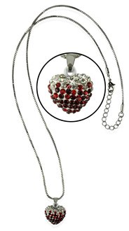 LSN006- Sparkling Red Heart Crystal Necklace