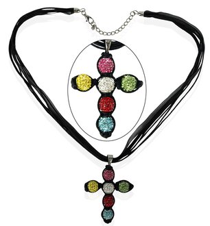 LSN008-Multi Colour Sparkling Disco Ball Necklace