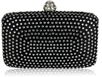 LSE00125 - Black Diamante Hardcase Clutch Bag