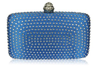 LSE00125 - Blue Diamante Hardcase Clutch Bag