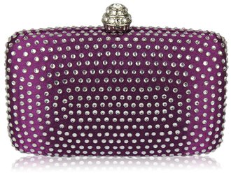 LSE00125 - Purple Diamante Hardcase Clutch Bag