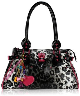 LS5003 -  Black Animal Print Satchel Handbag