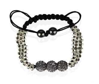 LSB0015-Grey Shamballa Bracelet Crystal-Disco Ball Friendship Bead