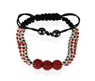 LSB0015-Red Shamballa Bracelet Crystal-Disco Ball Friendship Bead
