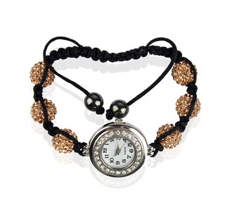 LSB0018- Champagne Shamballa Watch Bracelets ( Decorative watch)