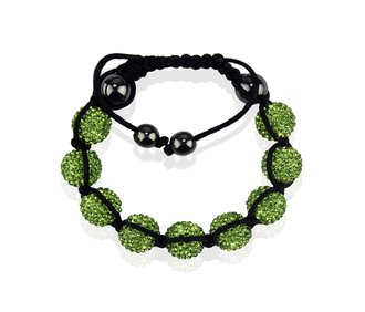 LSB0017-Green Shamballa Bracelet Crystal-Disco Ball Friendship Bead