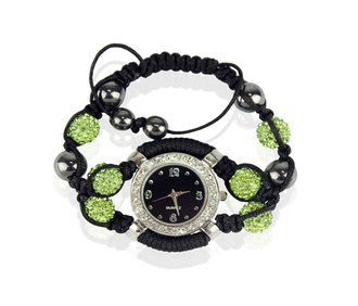 LSB0021-Coffee Crystal Shamballa Watch Bracelets ( Decorative watch)