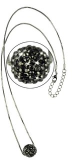 LSN005-Black Sparkling Disco Ball Necklace