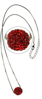 LSN005-Red Sparkling Disco Ball Necklace