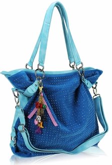 LS8001 - Teal Diamante Tote Shoulder Handbag