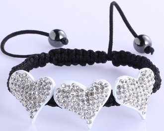 LSB0022-White Crystal Heart Shaped Bracelet