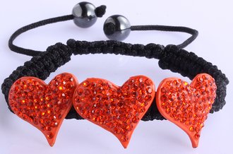 LSB0022-Orange Crystal Heart Shaped Bracelet