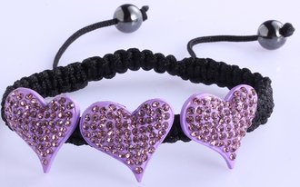 LSB0022-Purple Crystal Heart Shaped Bracelet