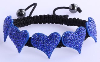LSB0024-Blue Crystal Heart Shaped Bracelet