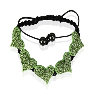 LSB0024-Green Crystal Heart Shaped Bracelet