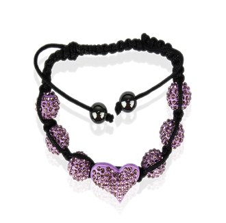 LSB0025-Purple Crystal Heart Shaped Bracelet