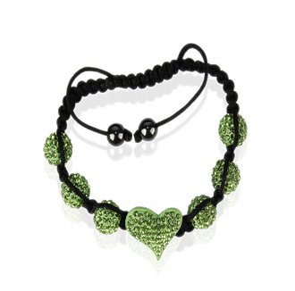 LSB0025-Green Crystal Heart Shaped Bracele