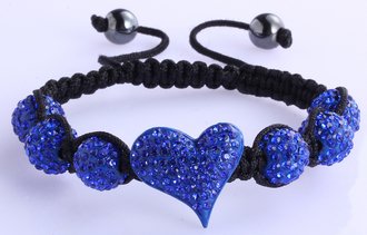 LSB0025-Blue Crystal Heart Shaped Bracele