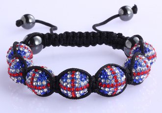 LSB0028-Wholesale & B2B Union Jack Shamballa Bracelet Crystal-Disco Ball Friendship Bead Supplier & Manufacturer