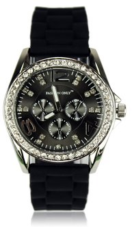 LSW002-Black Womens Diamante Watch