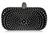 LSE00146-Black Satin Clutch Bag With Crystal-Encrusted Skull Clasp