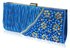 LSE00161-Teal Satin Beaded Clutch Bag With Crystal Decoration