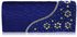 LSE00160-Royal Blue Satin Beaded Clutch Bag With Crystal Decoration