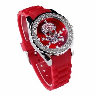 LSW004- Women's Red Skull Diamante Watch