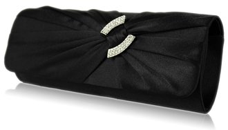 LSE00175-Wholesale & B2B Black Satin Clutch Bag With Crystal Decoration Supplier & Manufacturer