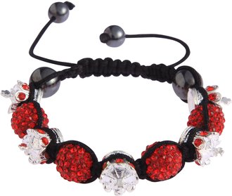 LSB0031-Crown Red Crystal Disco Ball Bead Bracelet