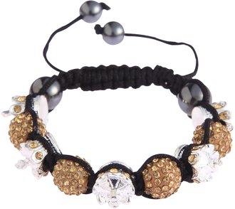 LSB0031-Crown Coffee Crystal Disco Ball Bead Bracelet