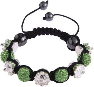 LSB0031-Crown Green Crystal Disco Ball Bead Bracelet