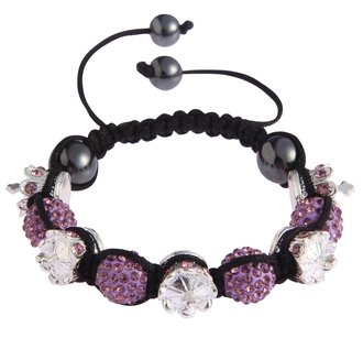 LSB0031-Crown Purple  Crystal Disco Ball Bead Bracelet